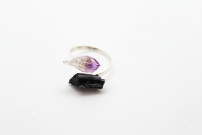 Sch�rl Amethyst Pointed Ring in 925 Sterling Silver
