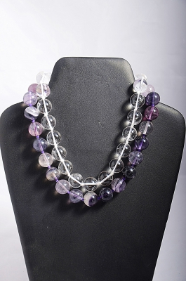 Rainbow fluorite spheres necklace