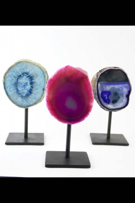 Agate on metal stand multi coloured 50 pieces