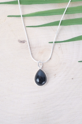 Obsidian Cabochon drop shape pendant