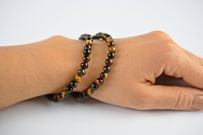 Tigerauge multi Kugel Armband 6 mm