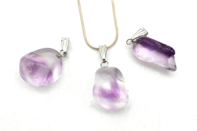Amethyst tumbled stone pendant