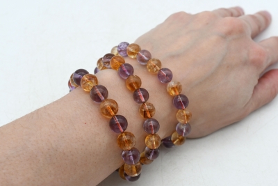 Amethyst and Citrine bead bracelet 10 mm