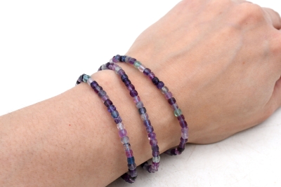 Fluorite Cube Bracelet faceted 4 mm