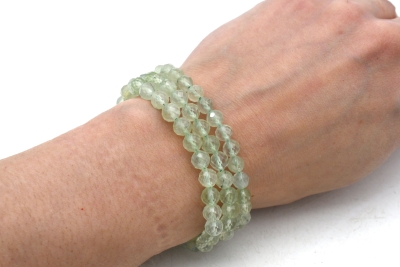 Prehnite light bead bracelet faceted 6 mm