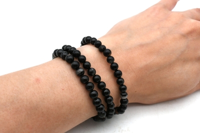Sch�rl (schwarzer Turmalin) Kugel Armband 6 mm