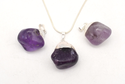 Amethyst Trommelstein galvanisiert Anh�nger