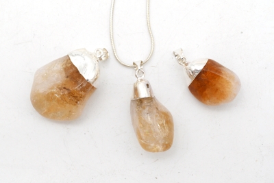 Citrin gebrannt Trommelstein galvanisiert Anh�nger