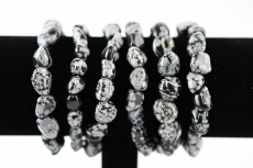 Schneeflocken Obsidian Trommelstein Armband