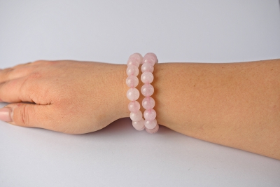 Rosenquarz Kugel Armband 10 mm