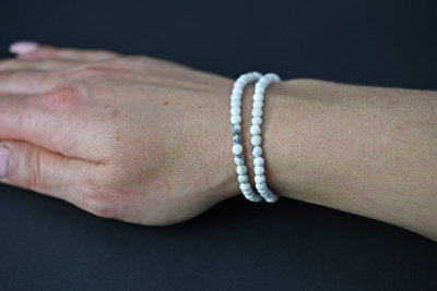 Magnesit Kugel Armband facettiert 4 mm