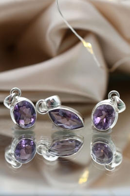Amethyst faceted pendant