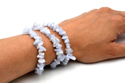 Chalcedon blau Splitterarmband 3-er Set