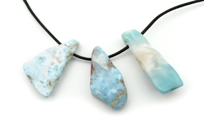 Larimar tumbled stone drilled big