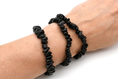 Obsidian tumbled stones mini bracelet 2 pcs set