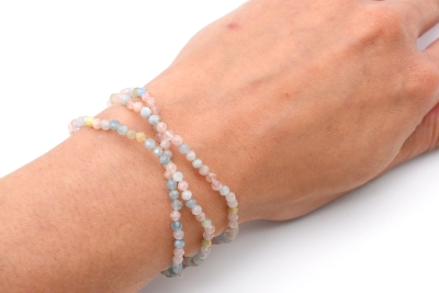 Beryl triple rowed bracelet faceted 4 mm