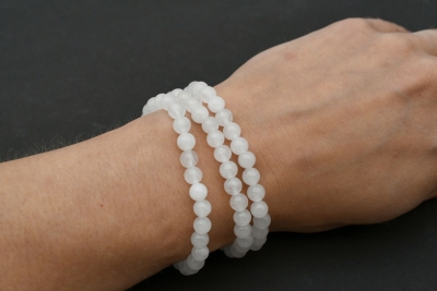 Jade wei� Kugel Armband 6 mm