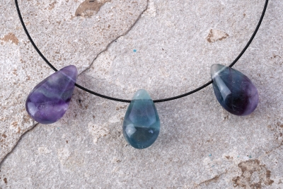 Regenbogen Fluorit Drop Shape 3-er Set