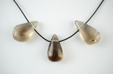 Rauchquarz Drop Shape gebohrt 3-er Set