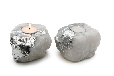 Bergkristall Teelicht galvanisiert