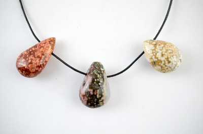 Ozean Jaspis Drop Shape gebohrt 3-er Set