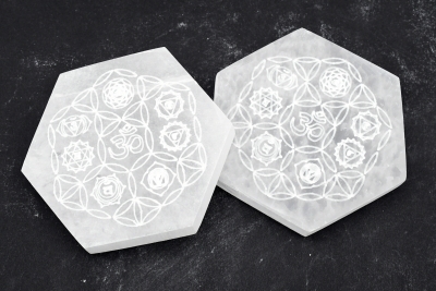 Selenit Untersetzer sechseckig 