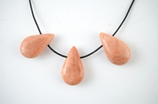 Mondstein apricot Drop Shape gebohrt 5-er Set