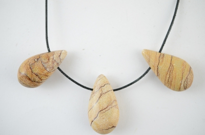 Landscape jasper drop shape drilled 5 pcs set