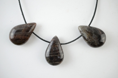 Mondstein schwarz Drop Shape gebohrt 5-er Set