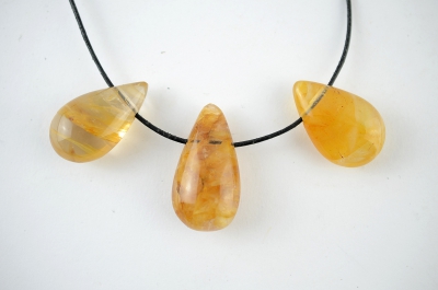 Clear quartz yellow drop shape drilled 5 pcs set