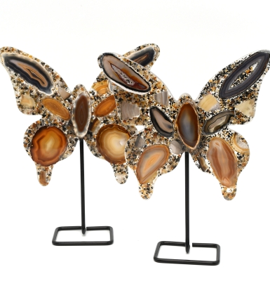 Agate butterfly on metal stand size S - 5 pieces