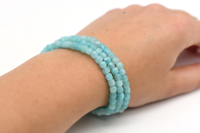 Amazonit W�rfel Armband facettiert 4 mm