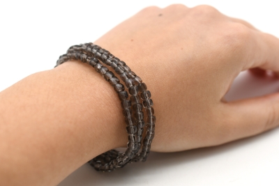 Smokey Quartz Cube Bracelet faceted 4 mm