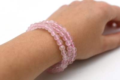 Rose Quartz Bead Bracelet faceted