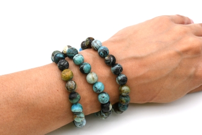 Opal blau Kugel Armband 10 mm
