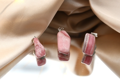 Rhodochrosite tumbled stone pendant