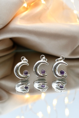 Mond Anh�nger silber mit Amethyst