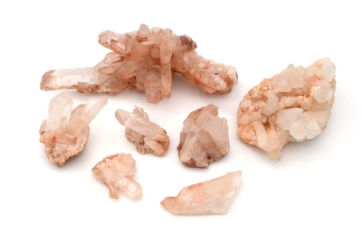 Clear Quartz Clusters with hematite