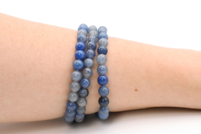 Blau Quarz Kugelarmband 6 mm