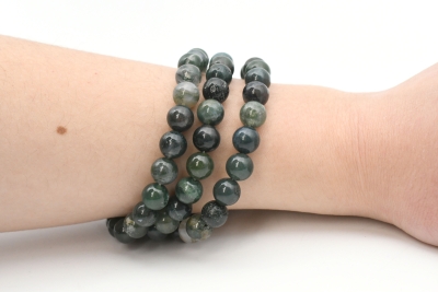 Moss agate bead bracelet 8 mm