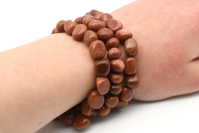 Goldfluss Trommelstein Armband