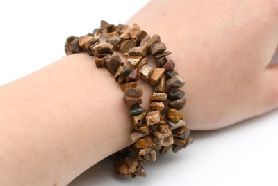 Jasper brown chips bracelet 5 pcs set