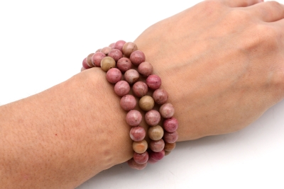 Rhodonite light bead bracelet 8 mm