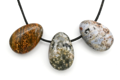 Ocean Jasper tumbled stone drilled 3-pcs-Set