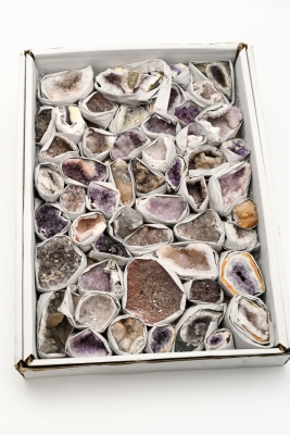 Amethyst Drusen mit Calcit und Achat Idar-Oberstein