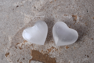 Selenit Herz wei� mini