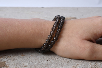 Rauchquarz Kugelarmband facettiert 6 mm