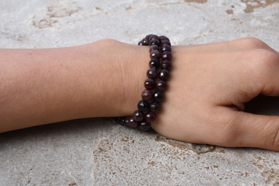 Granate Bead Bracelet Faceted 6 mm