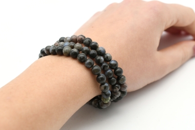 Opal grey bead bracelet 6 mm