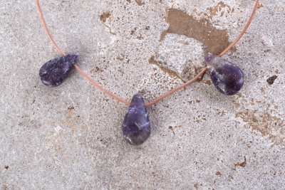 Lepidolith drop shape drilled 5 pcs set